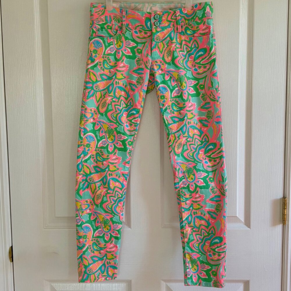 Lilly Pulitzer Worth Skinny Mini Jeans Size 0 Crop Jeans Multi Color - Picture 13 of 13